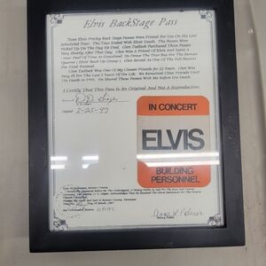 Elvis Backstage Pass Framed Memorabilia